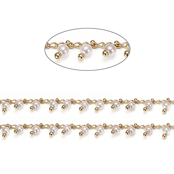 Латунные бисерные цепочки ручной работы, со стеклом и шпулей, пайки, долговечный, круглые