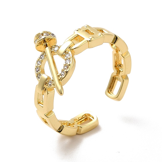 Кольцо из прозрачного кубического циркония с кольцом-манжетой с открытым гвоздем, ионное покрытие (ip) латунное полое кольцо для женщин