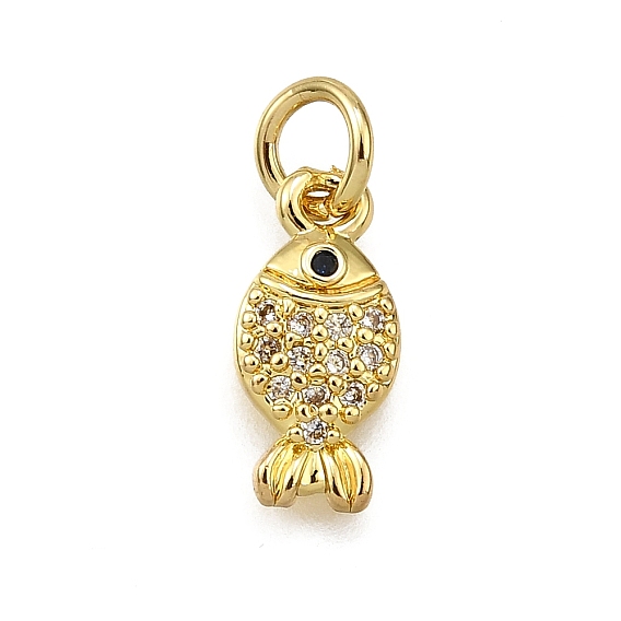 Латунные микро проложить кубического циркония подвески, рыбы прелести, долговечный, без свинца и без кадмия, стойки покрытие, с целью перехода в кольце