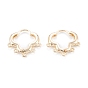 Brass Hoop Earring Findings, with Horizontal Loop, Flower-shaped Ring