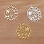 Alloy Chandelier Link Component, Flat Round with Flower of Life