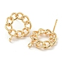 Brass Hollow Donut Stud Earrings Findings, with Loops