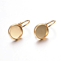 304 Stainless Steel Leverback Earring Settings, Flat Round