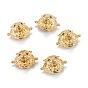 Brass Micro Pave Green Cubic Zirconia Hollow Links Connectors, Long-Lasting Plated, Tiger