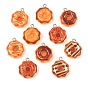 Opaque Resin & Glitter Powder Pendants, Donut Charms, with Platinum Iron Loop