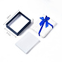 Cardboard Jewelry Set Box, with Bowknot Ribbon Outside and White Sponge Inside, Rectangle with Tartan Pattern