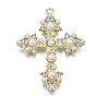 Alloy Pendants, with ABS Plastic Imitation Pearl, Lead Free & Nickel Free, Cross, White