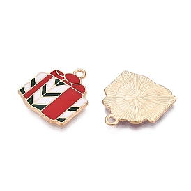 Christmas Light Gold Plated Alloy Enamel Pendants, Cadmium Free & Lead Free, Gift Box Charm