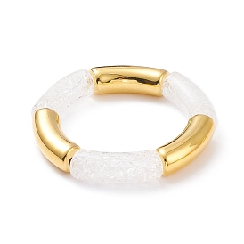Acrylic & CCB Plastic Curved Tube Chunky Stretch Bracelet for Women
