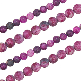 2 Strands 2 Style Natural Gemstone Round Beads Strands, Imitation Charoite, Frosted, Dyed