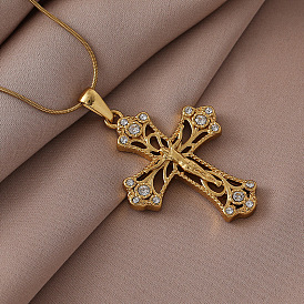 Винтажные 316 подвески из хирургической нержавеющей стали с прозрачным стеклом в виде креста Иисуса для женщин и мужчин