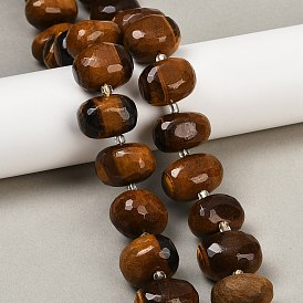 Природных тигровый глаз бисер нитей, граненые, самородки, с бисером