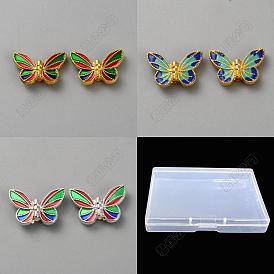 36 Stück 3 Farben Legierungs-Emaille-Perlen, Schmetterling