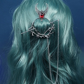 Gothic Witch Theme Branch Alloy Rhinestone Hair Cuff Pin, Hair Sticks, Ponytail Holder