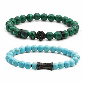 Ensemble de bracelets en perles, paon, turquoise, tête de lion, taille, pour la fabrication de bijoux à faire soi-même