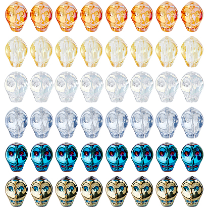 72 шт 6 цвета гальванические стеклянные бусины, череп