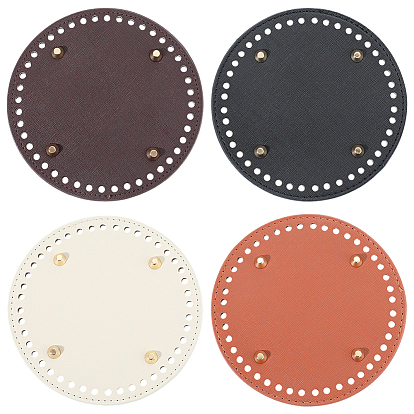 4 шт. 4 цвета дна сумок из искусственной кожи, плоско-круглые, для самостоятельного изготовления вязаной крючком сумки, золотые