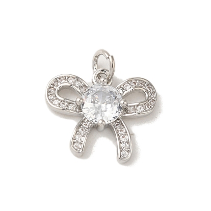 Покрытие стойки латунный кулон микро-паве прозрачный кубический цирконий, долгоиграющий, без свинца и без кадмия, бантом