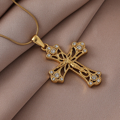 Винтажные 316 подвески из хирургической нержавеющей стали с прозрачным стеклом в виде креста Иисуса для женщин и мужчин