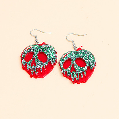 Skull Punk Card Necklace and Earrings Set - Unique Halloween Accessories Kit (2 Pieces)