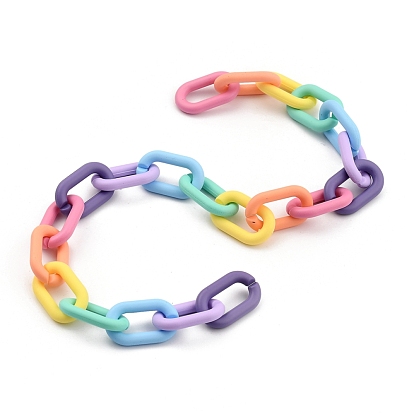 Handmade Acrylic Cable Chains, for Jewelry Making, Oval, Colorful