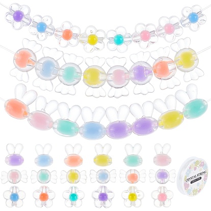DIY Jewelry Making Kit, Including 150Pcs 3 Style Transparent Acrylic Beads, Elastic Crystal Thread