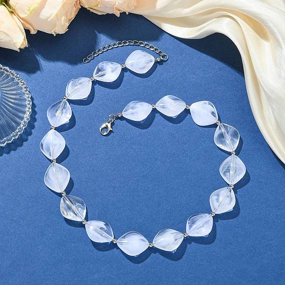 Ромбовидные акриловые бусы для женщин, с цинковым сплавом застежками омаров коготь, платина