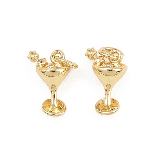 Латунные подвески, подвески в форме бокалов для вина, стойки покрытие, без кадмия и без свинца, долговечный, реальный 18 k позолоченный, с целью перехода в кольце