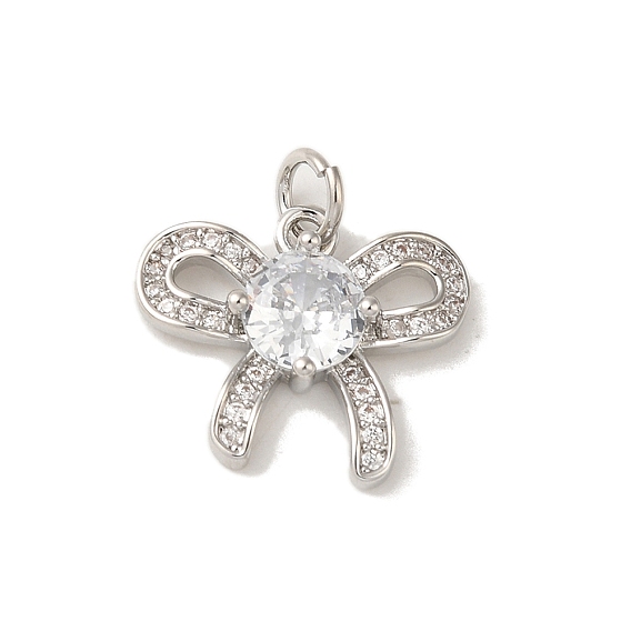 Покрытие стойки латунный кулон микро-паве прозрачный кубический цирконий, долгоиграющий, без свинца и без кадмия, бантом