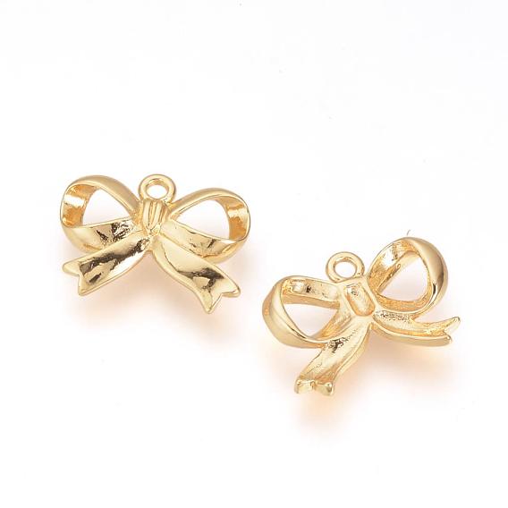 Латунные подвески, бантом, без никеля , реальный 18 k позолоченный
