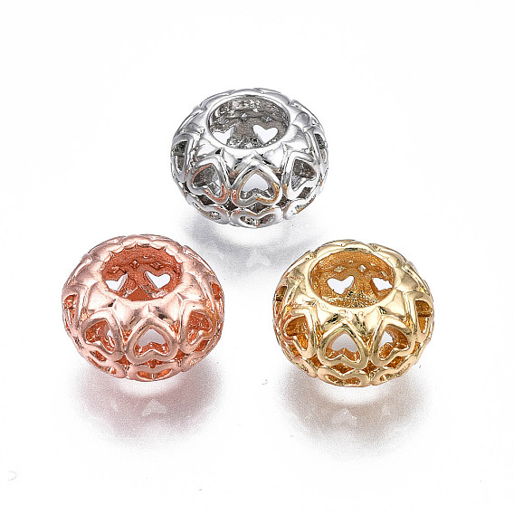 Стойки покрытие сплава европейские шарики, бусины с большим отверстием, без кадмия, без никеля и без свинца, рондель