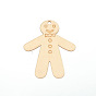 10Pcs Gingerbread Man Unfinished Wood Cutouts Ornaments, with Hemp Rope, for Blank Crafts DIY Christmas Party Hanging Decoration Supplies