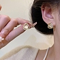 Triangle Alloy Rhinestone Stud Earring, with Sterling Silver Pin and Cat Eye