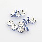 Brass Rhinestone Spacer Beads, Cadmium Free & Lead Free, Grade A, Rondelle, Silver Color Plated