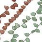Collares de cuentas talladas de cuarzo fresa natural, hoja, superior perforado, con la borla