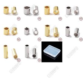 60pcs 10 styles 925 perles tubulaires d'espacement en argent sterling, colonne