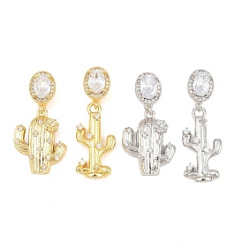 Латунные микропаве прозрачные подвески с фианитом, кактус прелести, без кадмия и без свинца, стойки покрытие, долговечный