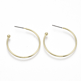 Iron Stud Earrings, Half Hoop Earrings, with Steel Pins, Ring