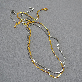 Delicate Brass Gold-plated Shiny Round Pendant Collarbone Chain - Fashionable and Elegant.