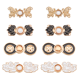 Nbeads 8 Sets 4 Style Alloy Enamel Adjustment Waist Tightener Buckle Buttons, for Dress Jeans Too Big Loose, Mixed Shapes
