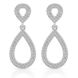 Серьги-гвоздики с подвесками из латунных кристаллов и страз в форме капли