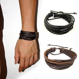 Мужской кожаный браслет – стильно, персонализированный, модный, ручной работы, подарок на день рождения, плетеная веревка.