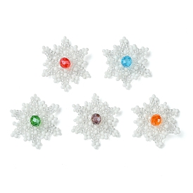 Christmas Handmade Glass Seed Beads, Loom Pattern, Snowflake Pendants