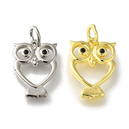 Подвеска из латуни с микро-паве и кубическим цирконием в виде совы, с прыжковых колец, без свинца и без кадмия, долговечный