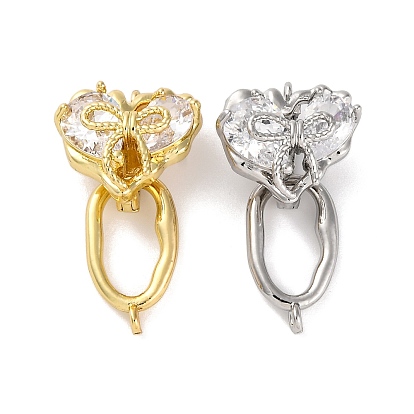 Латунное микропейв, прозрачный кубический цирконий, складные застежки, без кадмия, без никеля и без свинца, сердце
