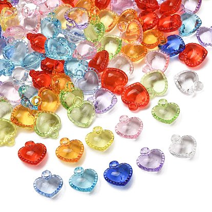 Transparent Acrylic Pendants, Heart Charms