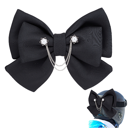 Наборы для украшения шлема, В комплект входят 2 шт. бантов из космической хлопковой ленты и 2 шт. брошей-звездочек из сплава и белого искусственного жемчуга ABS