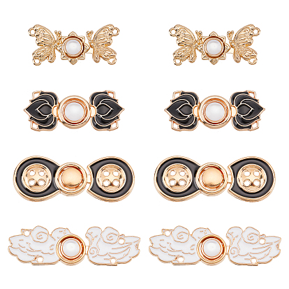 8 Sets 4 Style Alloy Enamel Adjustment Waist Tightener Buckle Buttons, for Dress Jeans Too Big Loose, Mixed Shapes