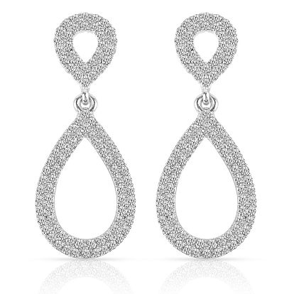 Серьги-гвоздики с подвесками из латунных кристаллов и страз в форме капли