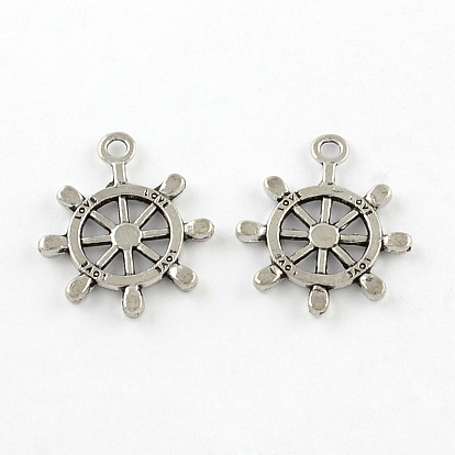 Tibetan Style Zinc Alloy Pendants, Helm, Lead Free & Cadmium Free, 24x20x2mm, Hole: 2.5mm, about 357pcs/500g
